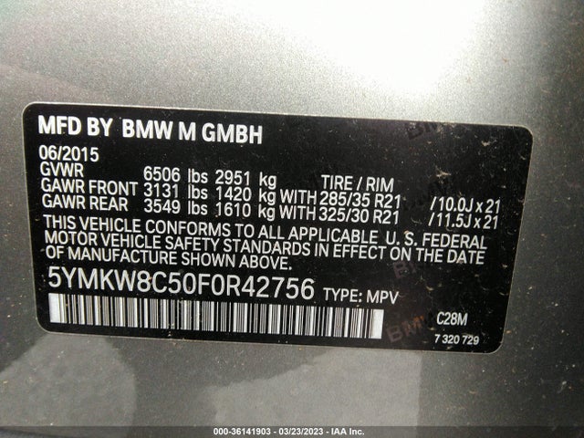 2015 BMW X6, VIN: 5YMKW8C50F0R42756