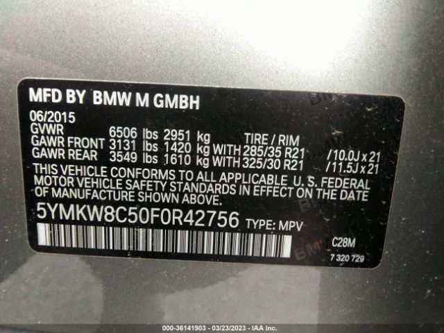 5YMKW8C50F0R42756 BMW X6 M