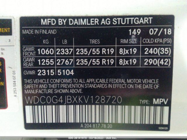 WDC0G4JBXKV128720 Mercedes-Benz Glc Glc 300