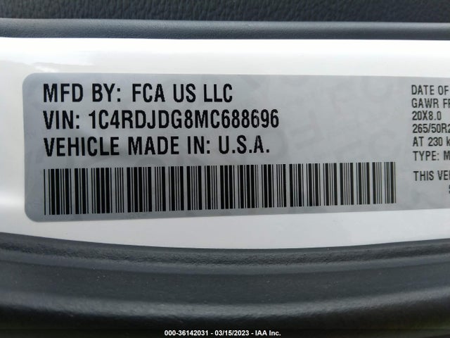 Dodge Durango Gt Plus 2021 1C4RDJDG8MC688696 Image 9