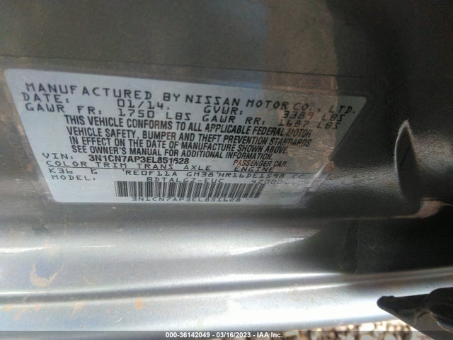 Nissan Versa Sl 2014 3N1CN7AP3EL851628 Image 10