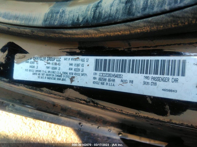 2013 DODGE AVENGER SXT VIN: 1C3CDZCB5DN548351