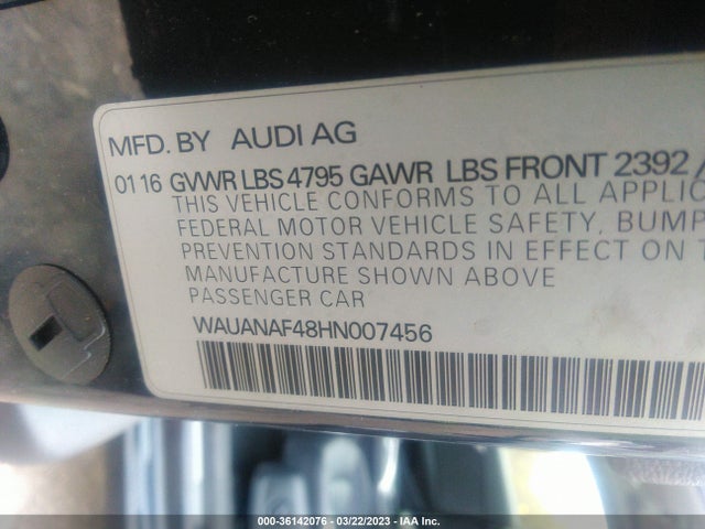 WAUANAF48HN007456 Audi A4 PREMIUM