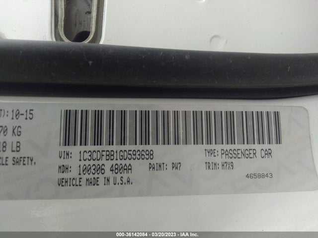 Dodge DART SXT 2016 1C3CDFBB1GD593698 Image 10