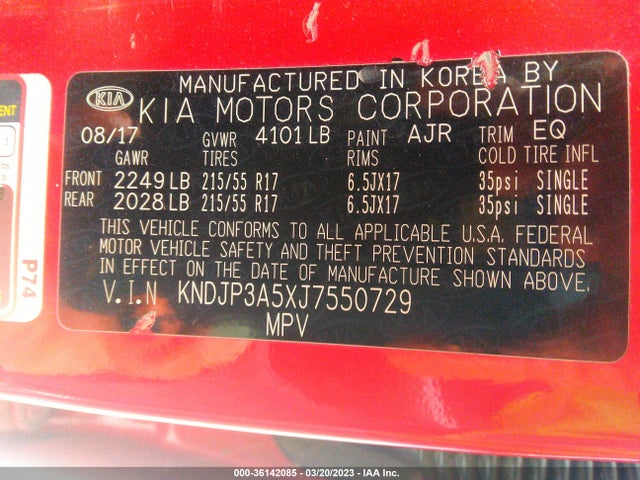 KIA SOUL + 2018 KNDJP3A5XJ7550729 Image 10