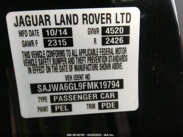 2015 Jaguar F-TYPE, VIN: SAJWA6GL9FMK19794