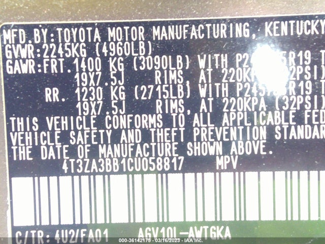 Toyota Venza Le/xle 2012 4T3ZA3BB1CU058817 Image 10
