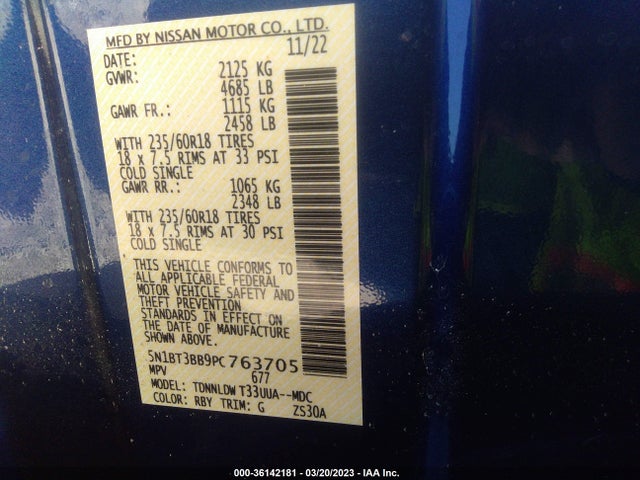 2023 Nissan Rogue, VIN: 5N1BT3BB9PC763705