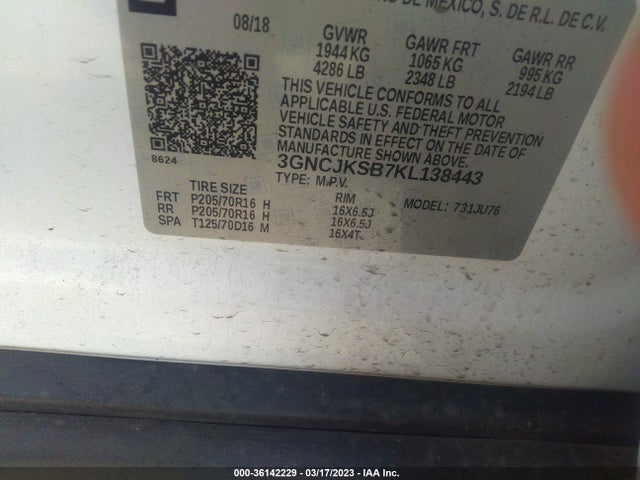 Chevrolet TRAX LS 2019 3GNCJKSB7KL138443 Image 10