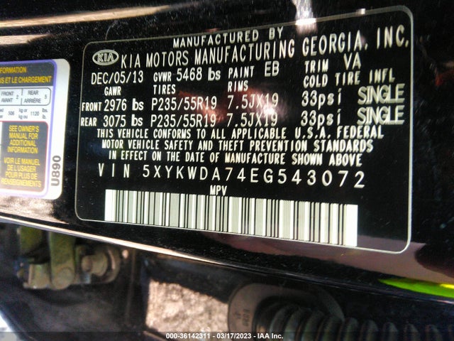 KIA SORENTO SX 2014 5XYKWDA74EG543072 Image 11