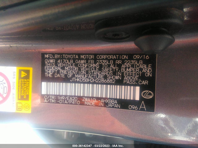 JTHKD5BH2H2286882 Lexus Ct Ct 200h