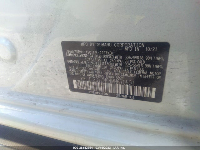 Subaru CROSSTREK HYBRID 2021 JF2GTDNC4MH670501 Image 10
