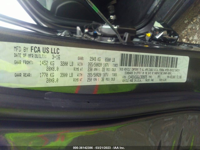 Dodge DURANGO LIMITED 2016 1C4RDHDG6GC369875 Image 9