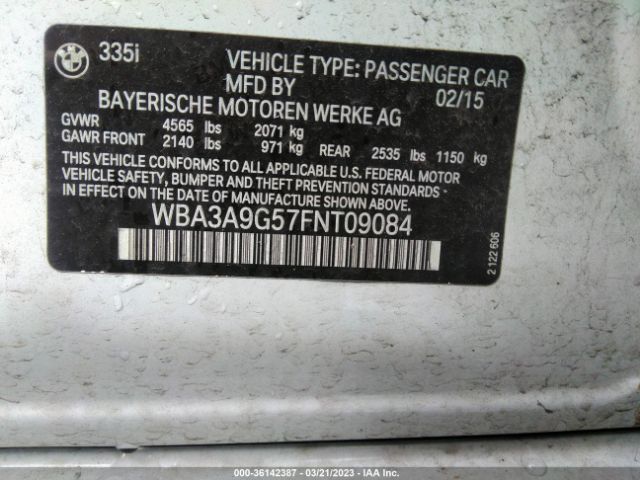 WBA3A9G57FNT09084 BMW 3 Series 335i
