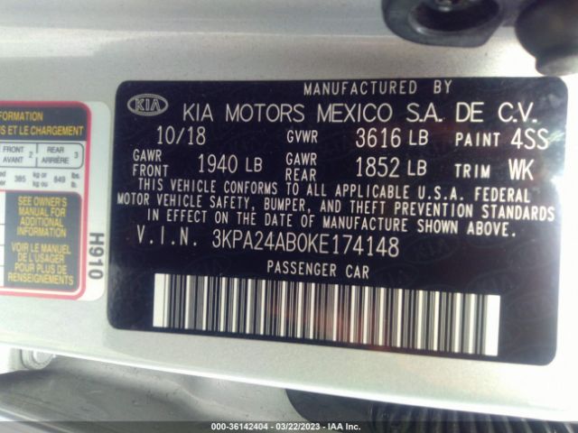 3KPA24AB0KE174148 KIA RIO S
