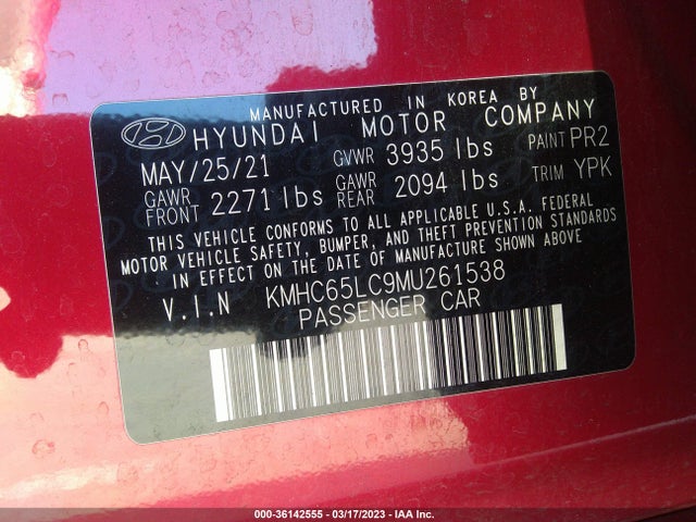 2021 Hyundai Ioniq, VIN: KMHC65LC9MU261538