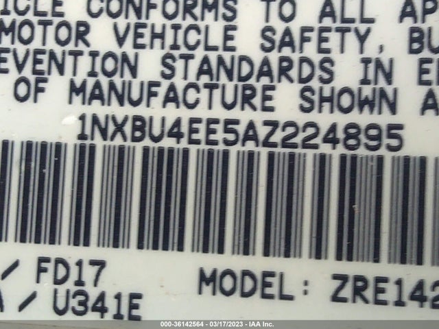 2010 TOYOTA COROLLA VIN: 1NXBU4EE5AZ224895