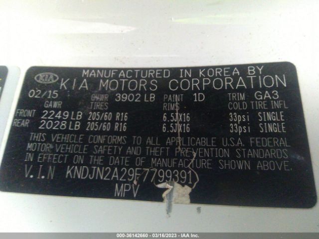 KNDJN2A29F7799391 KIA Soul Base