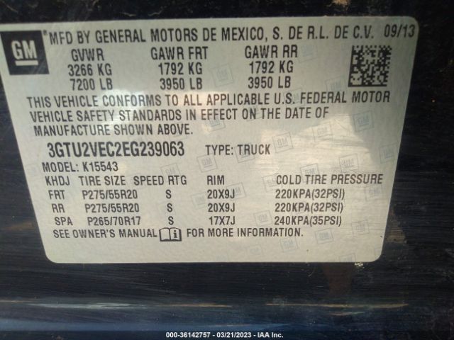 3GTU2VEC2EG239063 GMC Sierra 1500 Slt