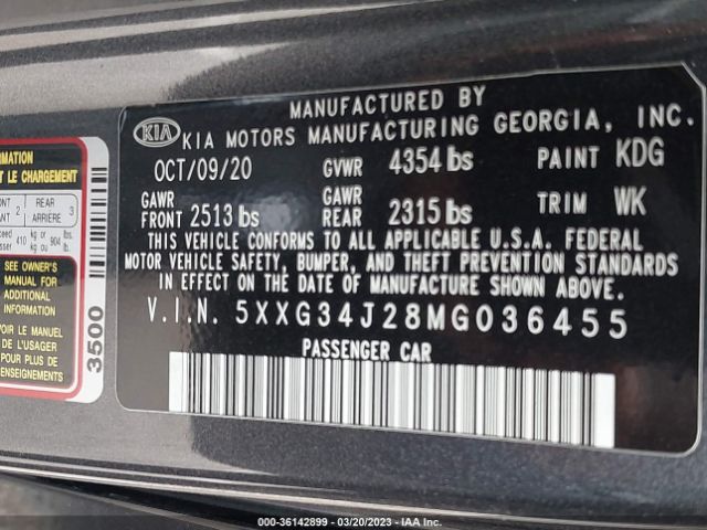 5XXG34J28MG036455 KIA K5 EX