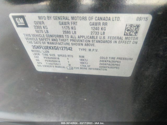 2GKFLUEKXG6127542 GMC Terrain Slt