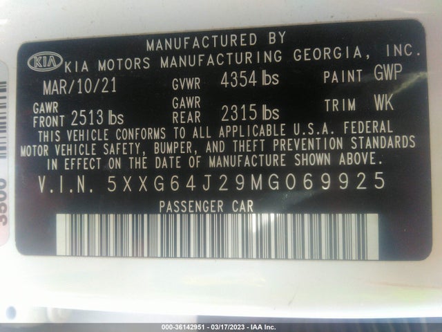 KIA K5 Gt-line 2021 5XXG64J29MG069925 Image 11