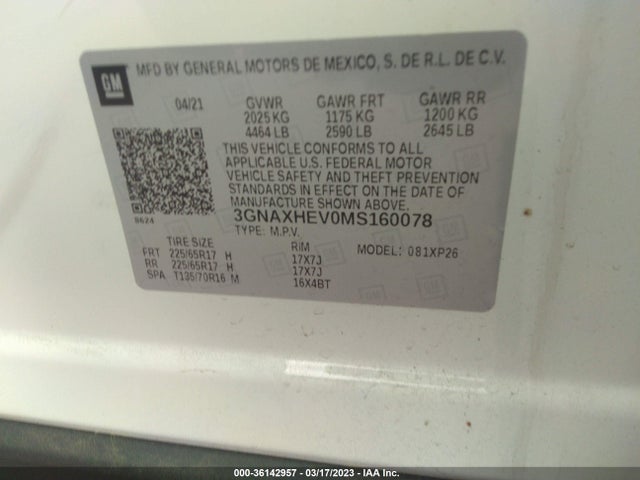 Chevrolet EQUINOX LS 2021 3GNAXHEV0MS160078 Image 9