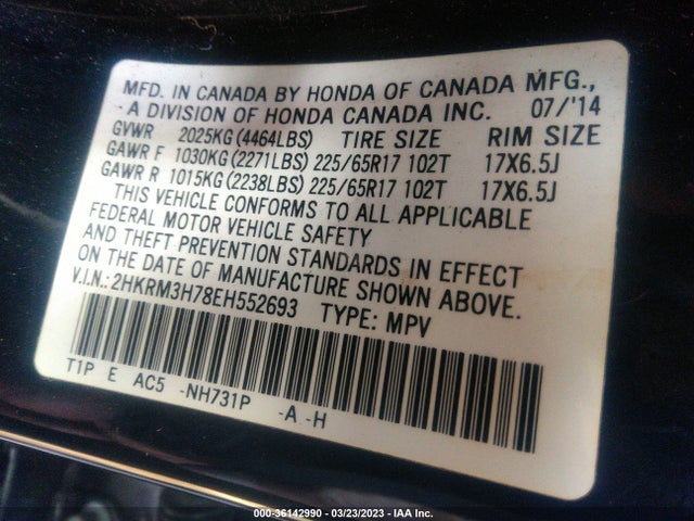 Honda Cr-v Ex-l 2014 2HKRM3H78EH552693 Image 10