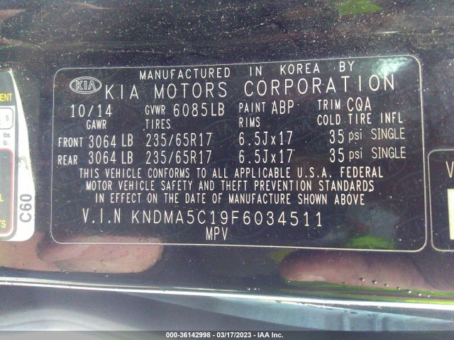 2015 Kia Sedona, VIN: KNDMA5C19F6034511
