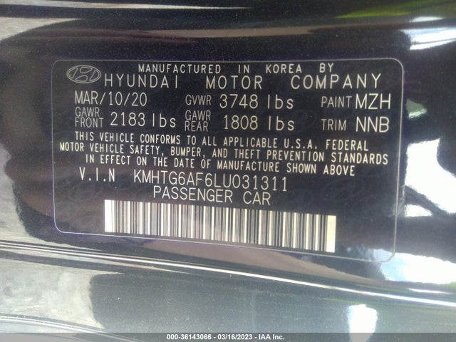 Hyundai Veloster 2.0 2020 KMHTG6AF6LU031311 Image 10