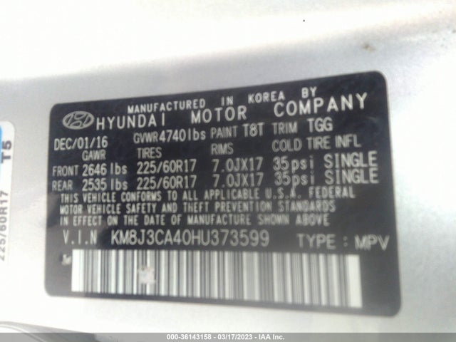 Hyundai TUCSON SE 2017 KM8J3CA40HU373599 Image 11