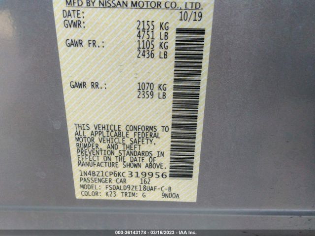 1N4BZ1CP6KC319956 Nissan Leaf Sv Plus