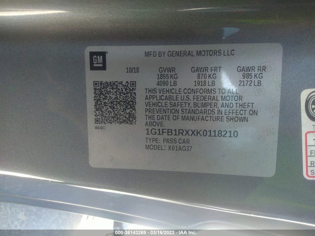Chevrolet Camaro 1lt 2019 1G1FB1RXXK0118210 Image 10