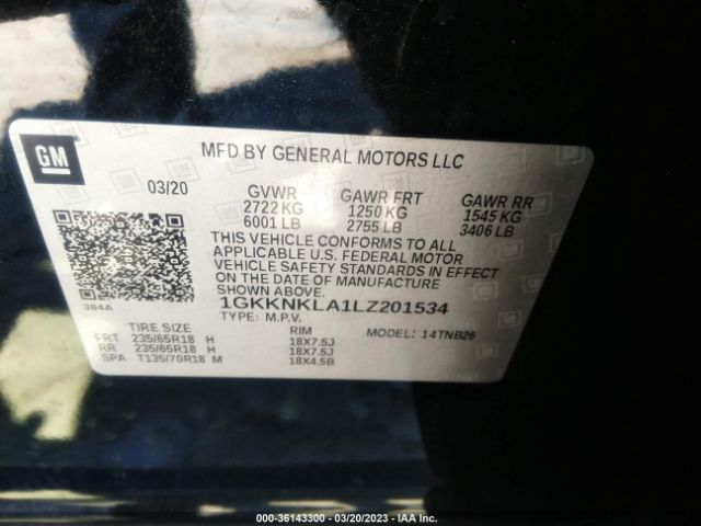 1GKKNKLA1LZ201534 GMC ACADIA SLE