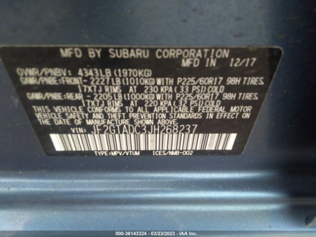 JF2GTADC3JH268237 Subaru Crosstrek Premium