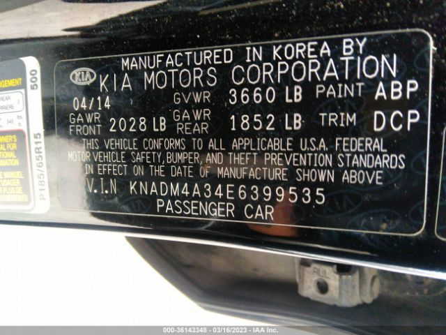 KNADM4A34E6399535 KIA RIO LX
