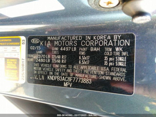 KNDPB3AC8F7773883 KIA Sportage Lx