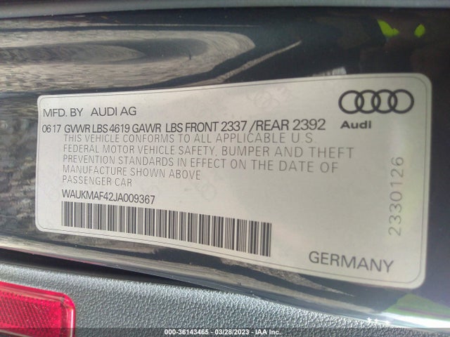 WAUKMAF42JA009367 Audi A4 Premium/tech Premium