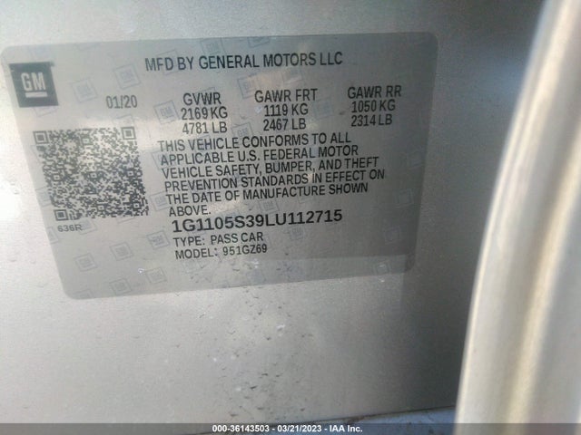 Chevrolet Impala Premier 2020 1G1105S39LU112715 Image 9