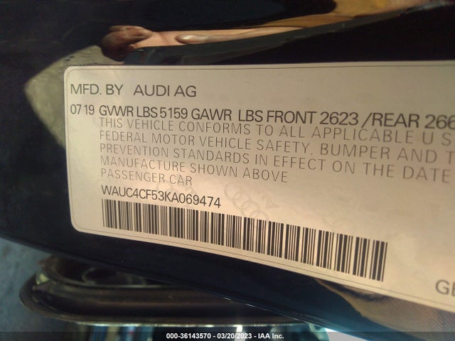 2019 Audi S5, VIN: WAUC4CF53KA069474