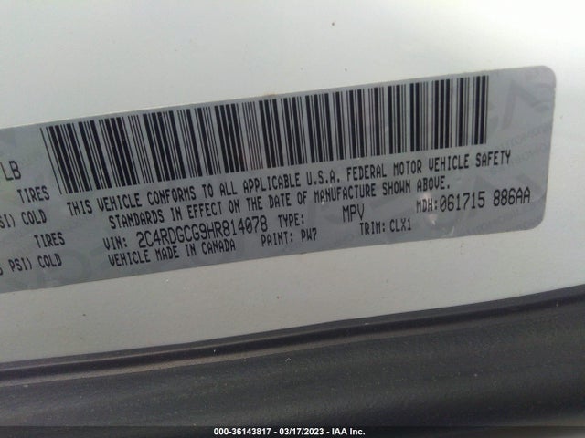 Dodge Grand Caravan Sxt 2017 2C4RDGCG9HR814078 Image 9