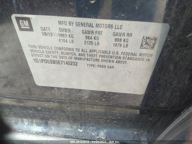 Chevrolet Cruze 1lt 2014 1G1PD5SB9E7140232 Image 10
