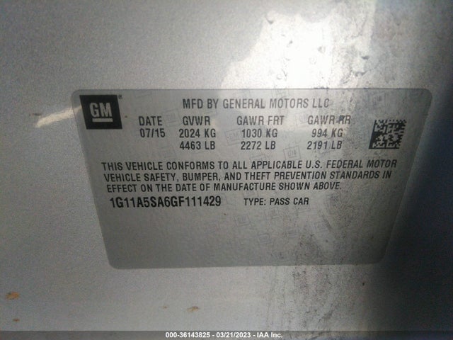 Chevrolet Malibu Limited Ls 2016 1G11A5SA6GF111429 Image 10