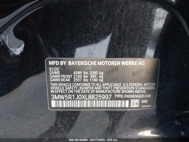 BMW 3 Series 330i 2020 аукцион фото