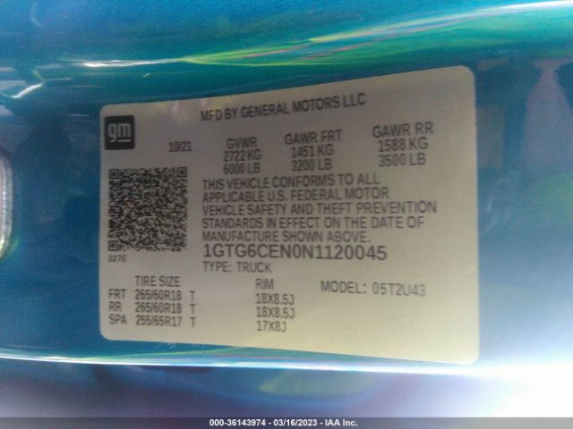 1GTG6CEN0N1120045 GMC Canyon 4wd Elevation