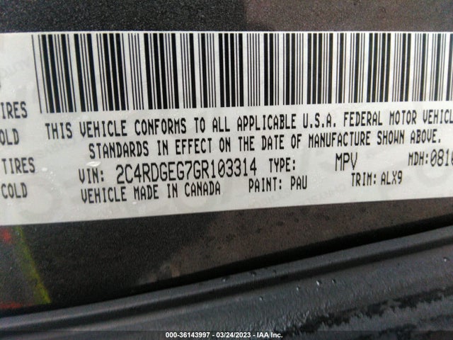 Dodge Grand Caravan R/t 2016 2C4RDGEG7GR103314 Image 9