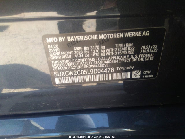 2020 BMW X7, VIN: 5UXCW2C05L9D04476