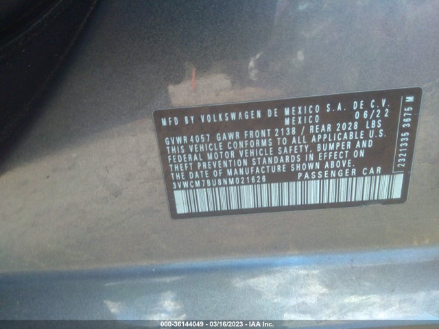 3VWCM7BU8NM021626 Volkswagen JETTA S