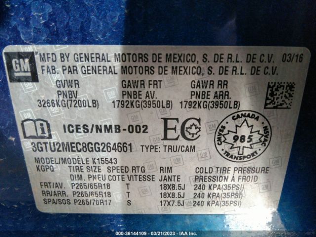 3GTU2MEC8GG264661 GMC Sierra 1500 Sle