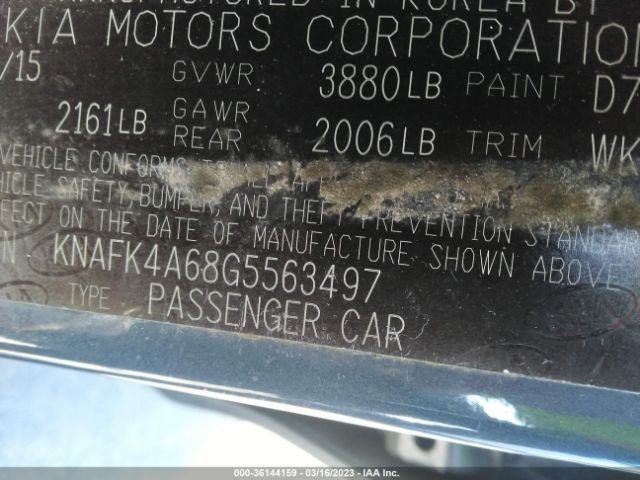 KNAFK4A68G5563497 KIA FORTE LX